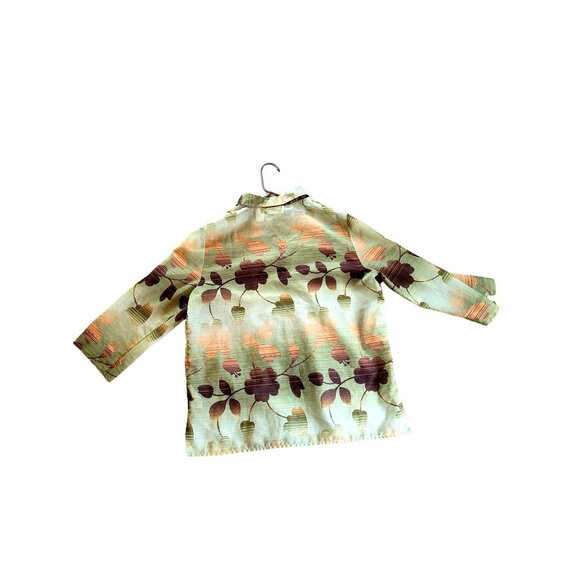 Alfred Dunner Womens Button-Up Shirt 14 Floral 100% Polyester Green/Orange/Brown - Picture 4 of 7